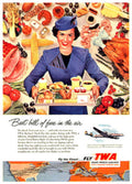 Twa Airline Food 1950s Vintage Retro Advert Poster