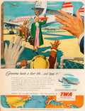 Twa Airplane Grandma 1950s Vintage Retro Advert Poster