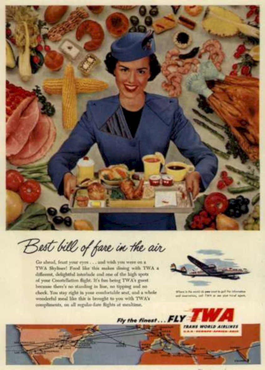 Twa Airplane Meal Vintage Retro Advert Ads A4 Photo Print