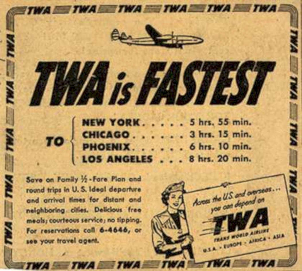 Twa Airplane Times Vintage Retro Advert Ads A4 Photo Print
