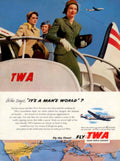 Twa Airplane Window 1950s Vintage Retro Advert Poster