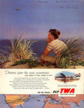 Twa Beach Flight Vintage Retro Advert Ads A4 Photo Print