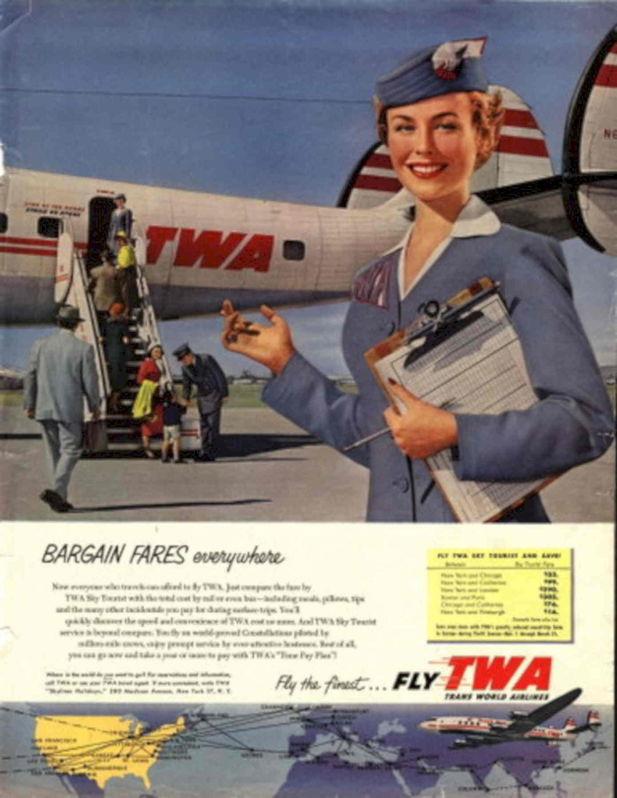 Twa Boeing 707 1950s Vintage Retro Advert Poster