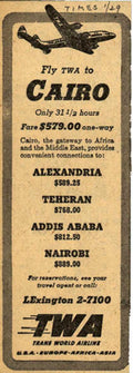 Twa Cairo Ticket Vintage Retro Advert Ads A4 Photo Print