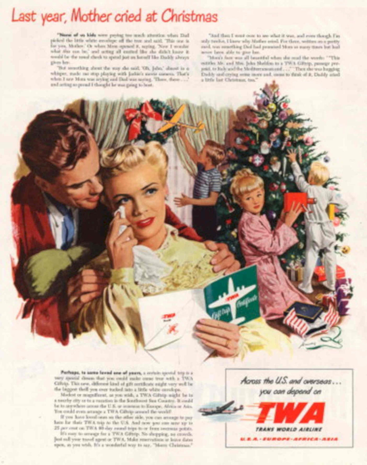 Twa Christmas Travel 1940s Vintage Retro Advert Poster