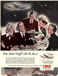 Twa Constellation Dinner 1940s Vintage Retro Advert Poster
