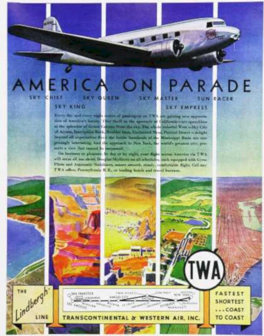 Twa Dc3 Flight Vintage Retro Advert Ads A4 Photo Print