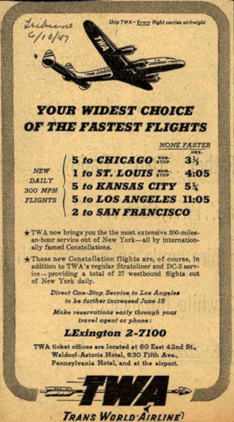 Twa Dc3 Flights Vintage Retro Advert Ads A4 Photo Print