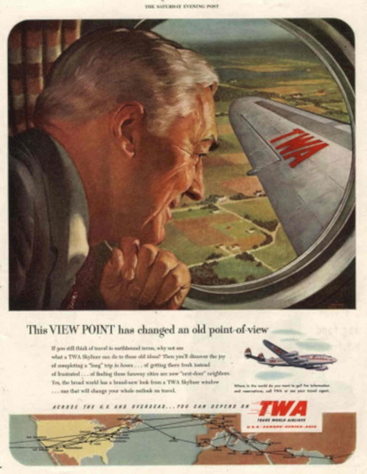 Twa Dc3 Viewpoint 1940s Vintage Retro Advert Poster