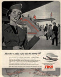 Twa Dc4 Flight 1950s Vintage Retro Advert Poster