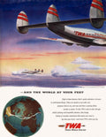 Twa Dc4 Globe 1940s Vintage Retro Advert Poster