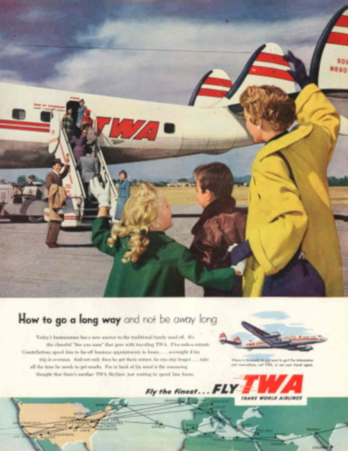 Twa Dc8 Flight 1950s Vintage Retro Advert Poster