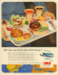 Twa Dinner Plane 1950s Vintage Retro Advert Poster
