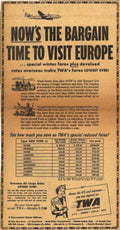 Twa Europe Fares Vintage Retro Advert Ads A4 Photo Print