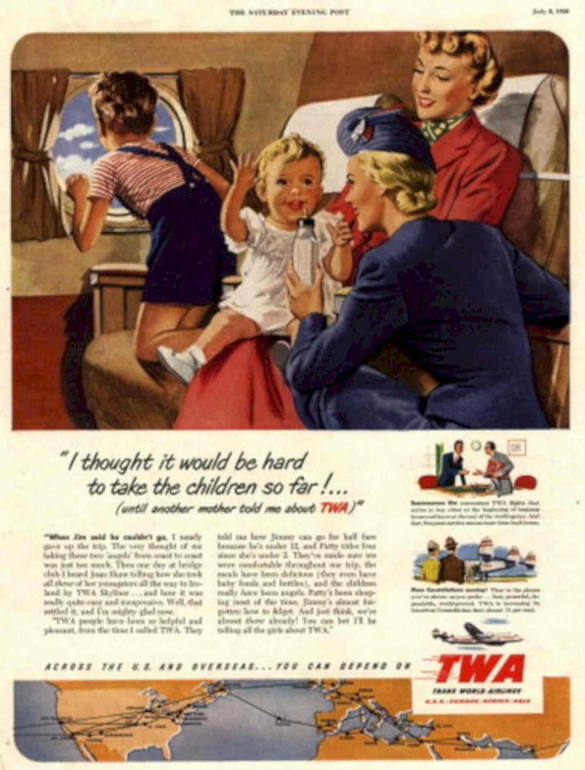 Twa Family Clouds 1950s Vintage Retro Advert Poster