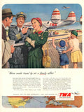 Twa Family Flight 1950s Vintage Retro Advert Poster
