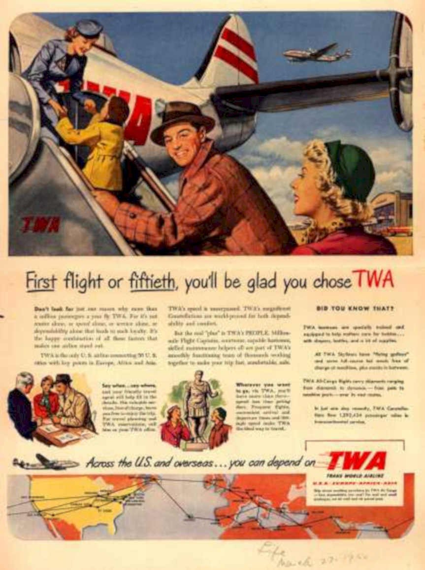 Twa Flight Couple Vintage Retro Advert Ads A4 Photo Print
