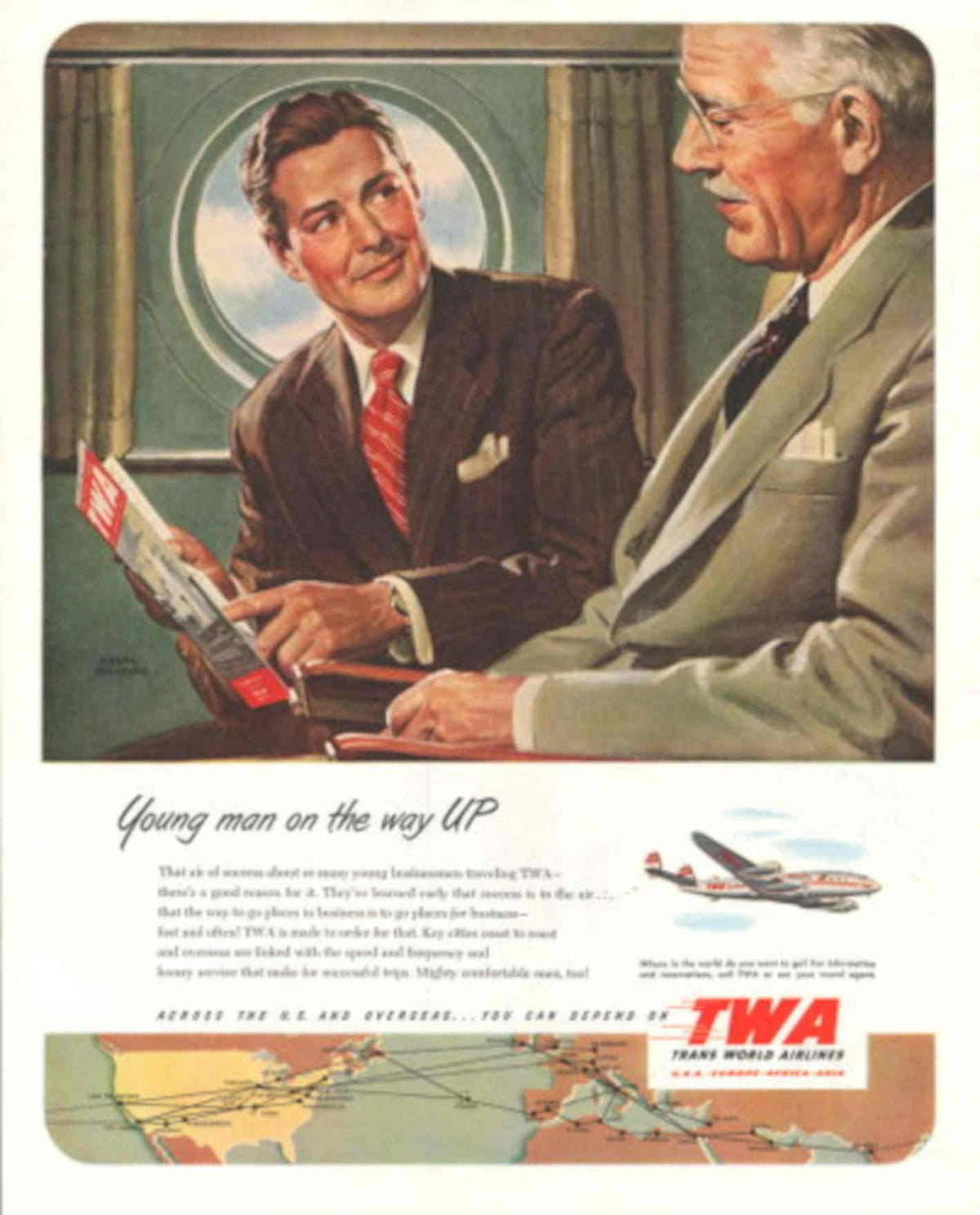 Twa Flight Options 1950s Vintage Retro Advert Poster