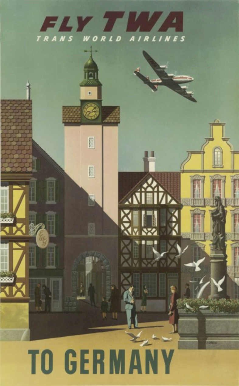Twa Germany Clock Vintage Retro Advert Poster A4 Photo Print