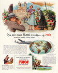 Twa Rome Travel 1940s Vintage Retro Advert Poster