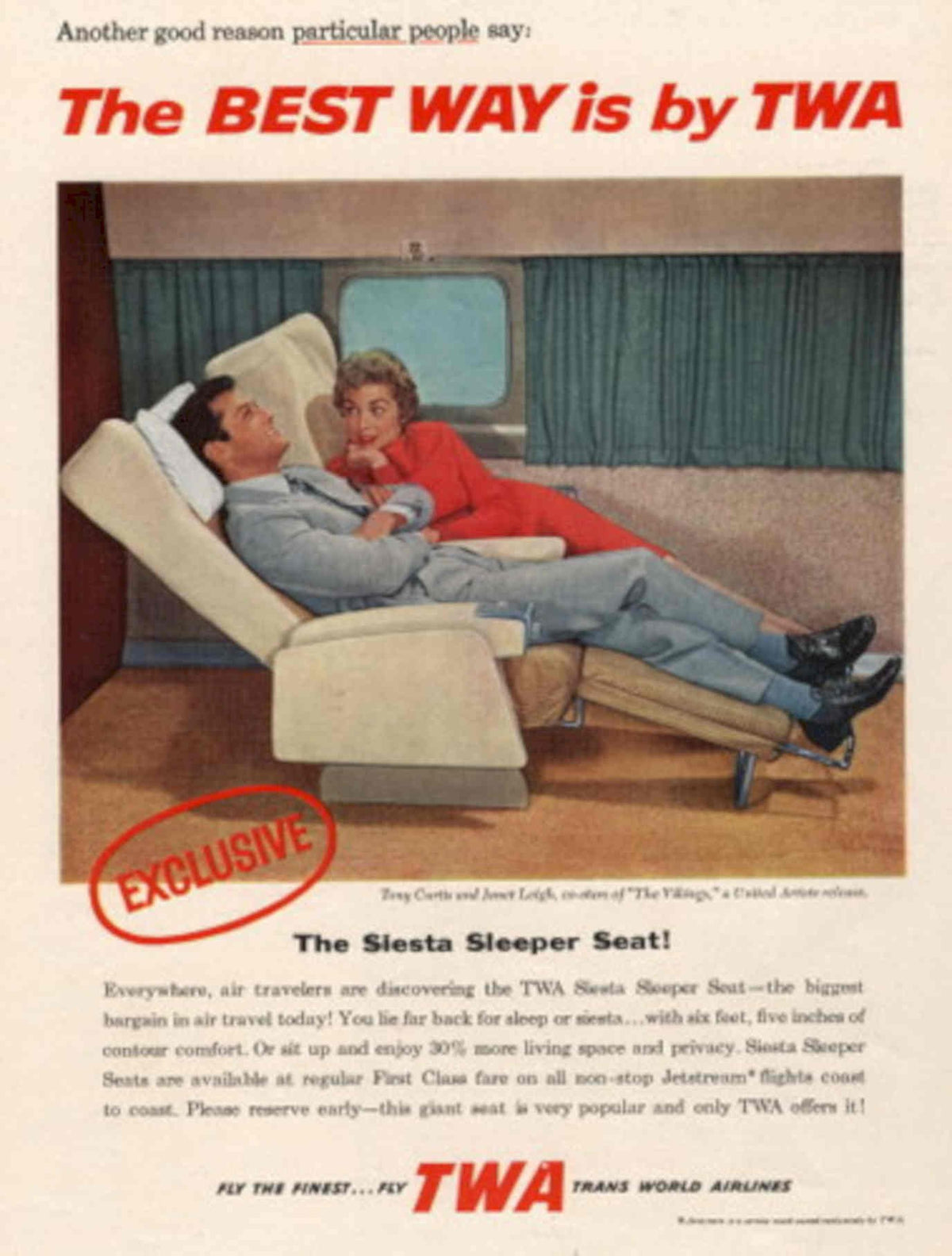 Twa Siesta Sleeper 1950s Vintage Retro Advert Poster