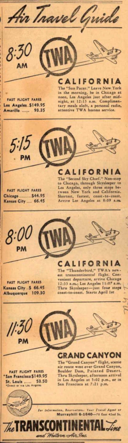 Twa Transcontinental Routes Vintage Retro Advert Ads A4 Photo Print