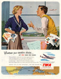 Twa Vacation Plans 1950s Vintage Retro Advert Poster