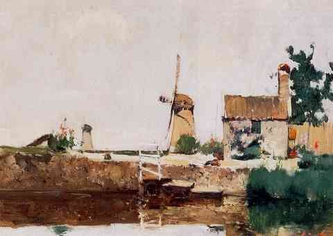 Twachtman John Windmills Dordrecht A4 Photo Print