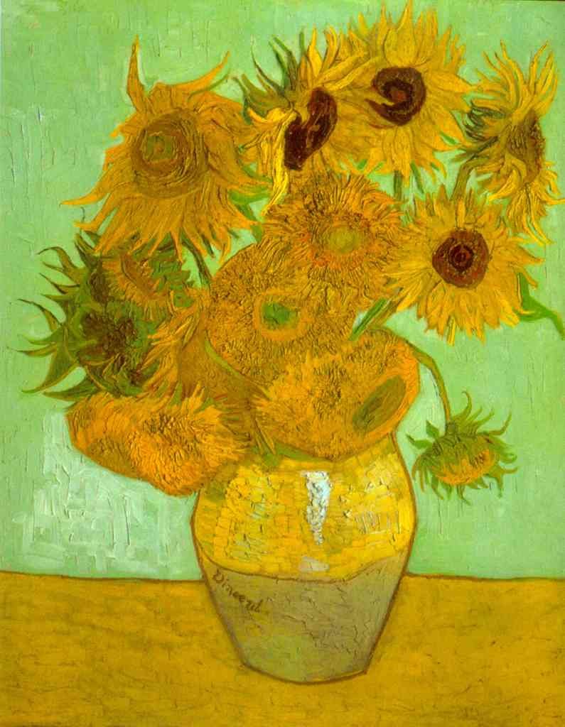 Twelve Sunflowers Van Gogh A4 Photo Print