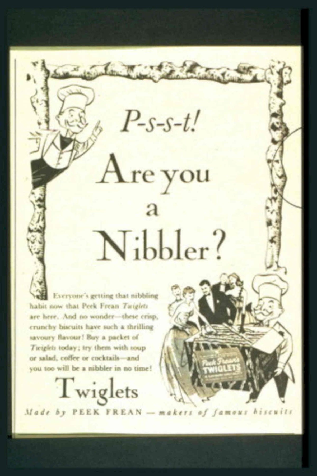 Twiglets Chefs Barrel 1950s Vintage Retro Advert Poster