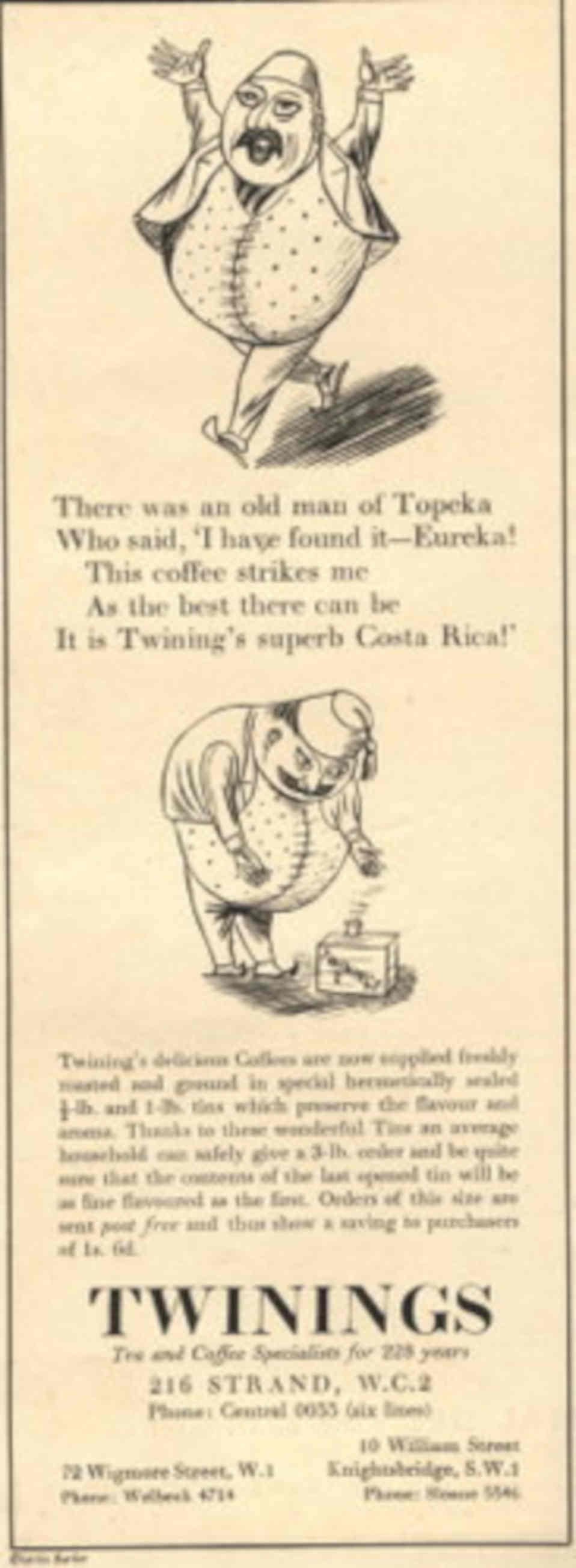Twinings Tea Beans 1930s Vintage Retro Advert Poster