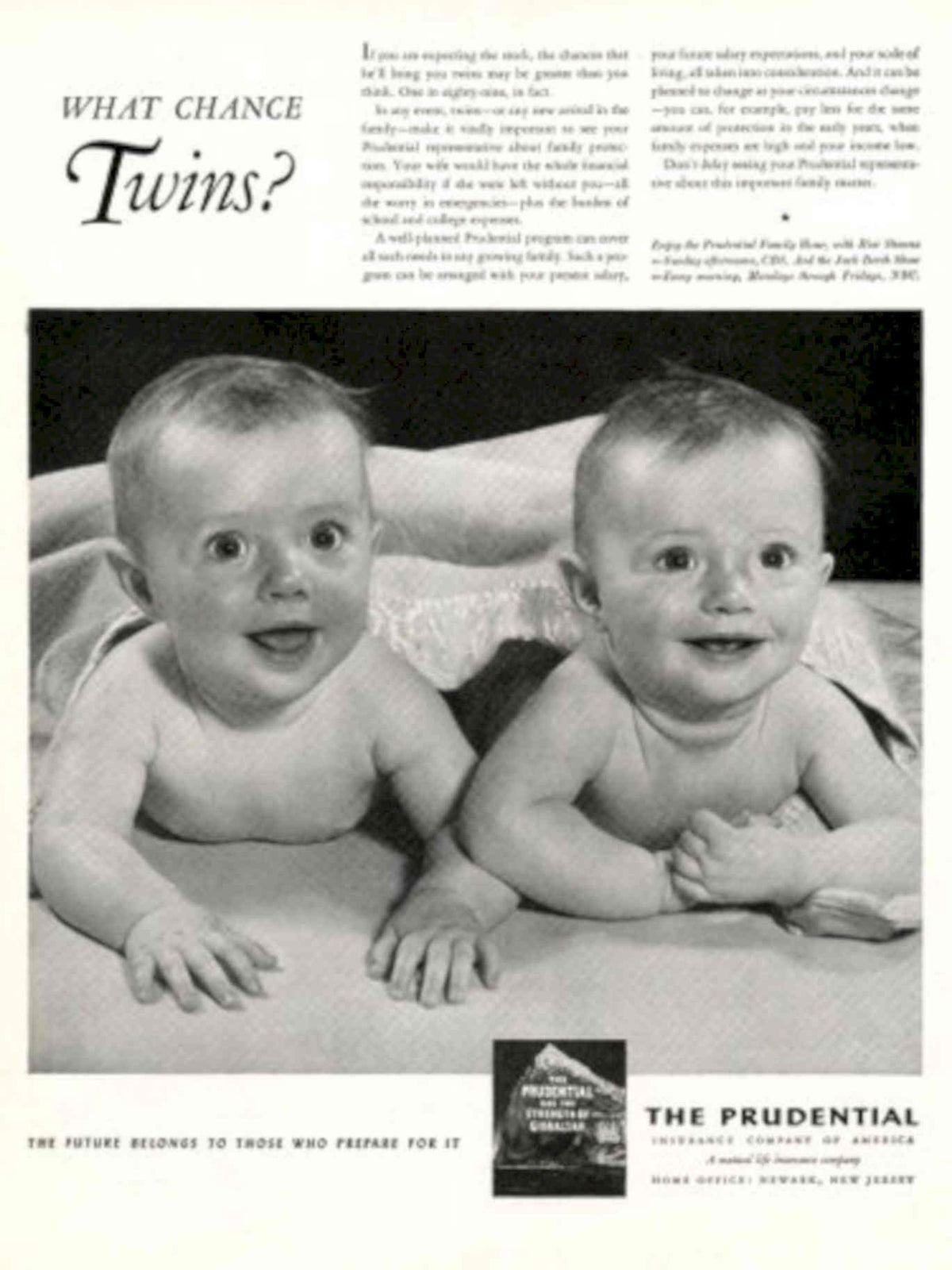 Twins Prudential Chance 1950s Vintage Retro Advert Poster