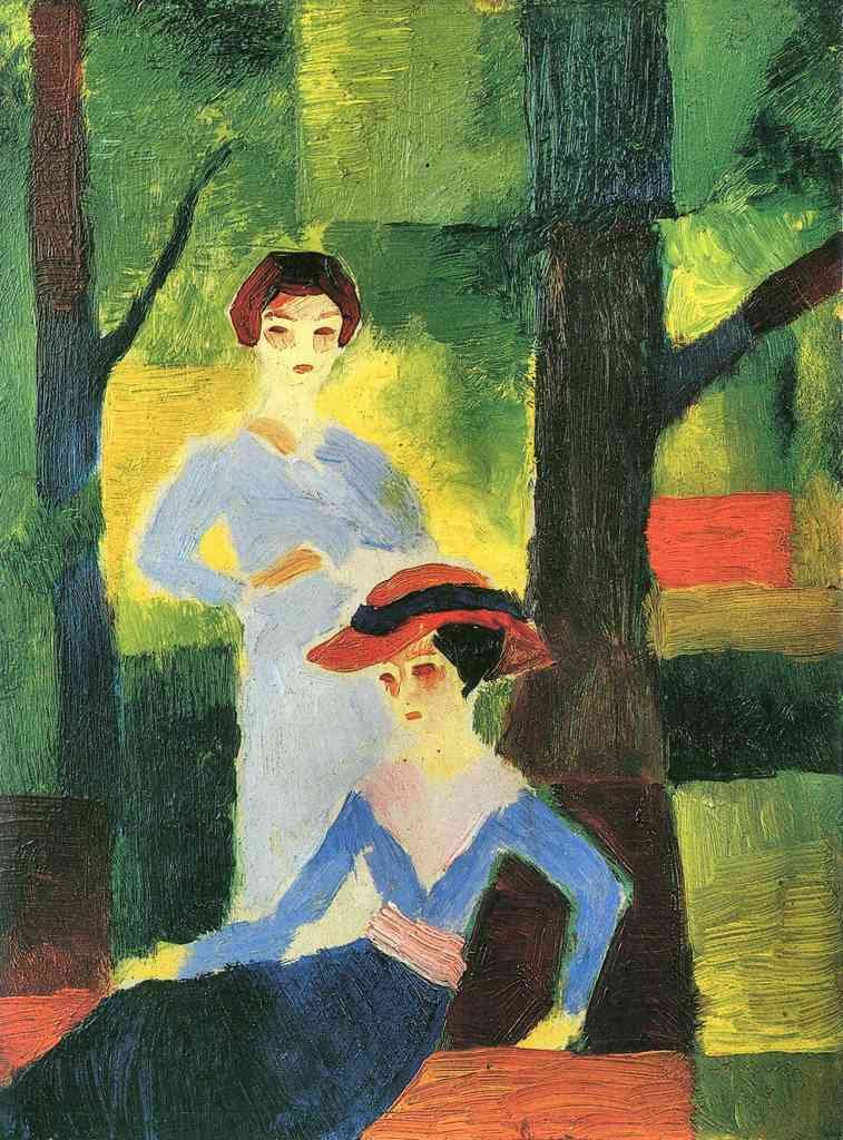 Two Girls In The Forest August Macke Expressionism A4 Photo Print