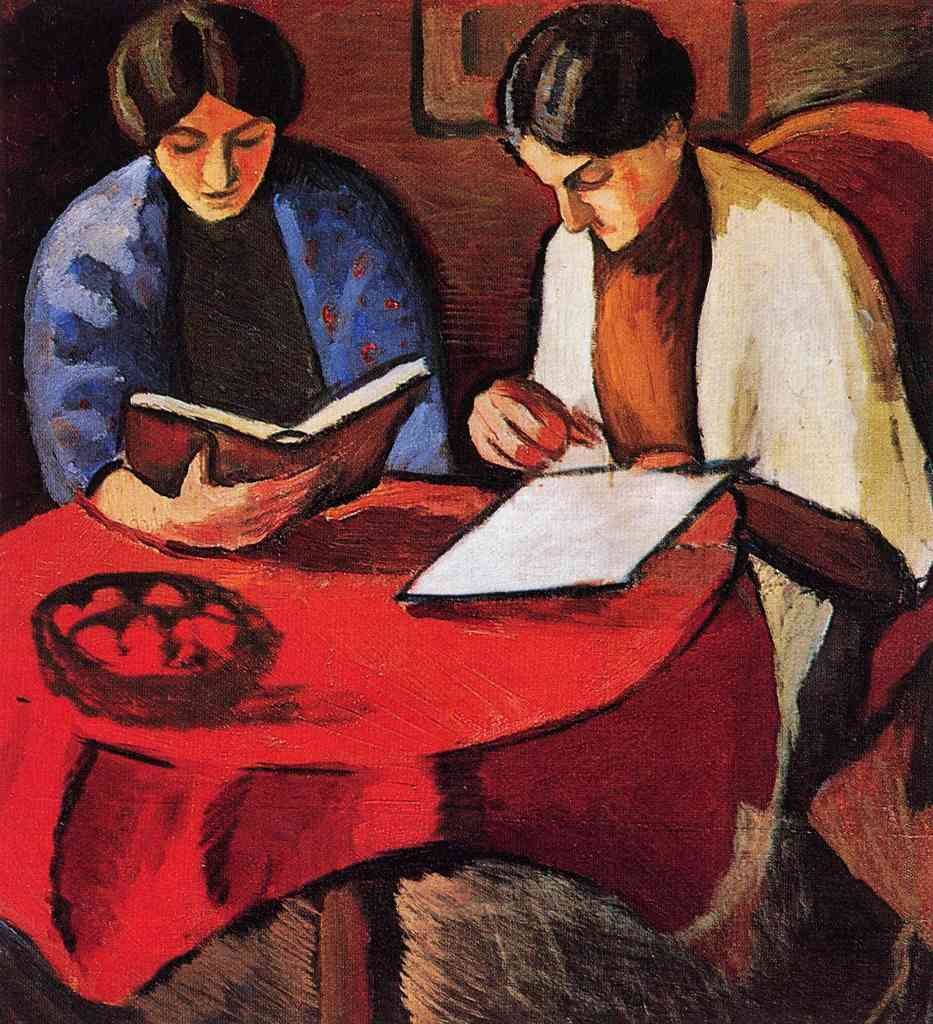 Two Women At The Table August Macke Expressionism A4 Photo Print