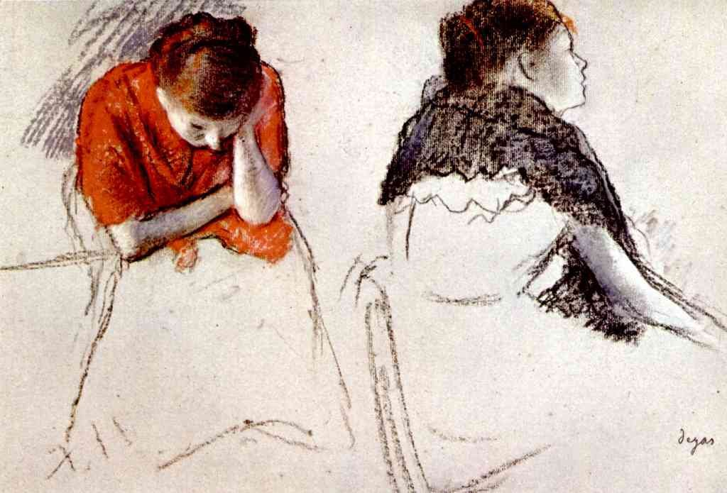 Two Women Seated Degas A4 Photo Print