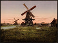 Two windmills Vintage A4 Photo Print