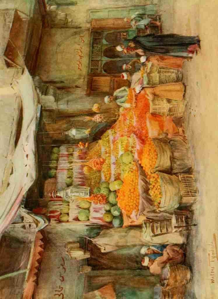 Tyndale Walter 1855 1943 An Artist in Egypt 1912 A fruit stall at Bulak Vintage A4 Photo Print