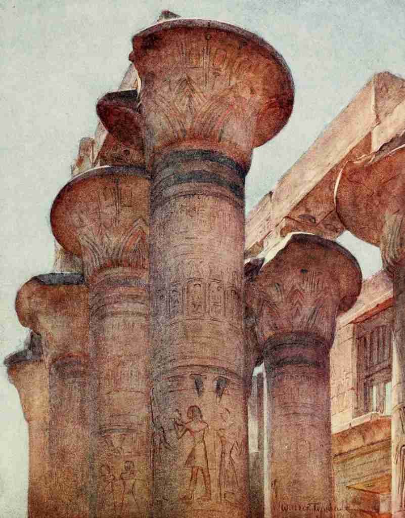 Tyndale Walter 1855 1943 Below the Cataracts 1907 Capitals in Hypostyle Hall Karnak A4 Photo Print
