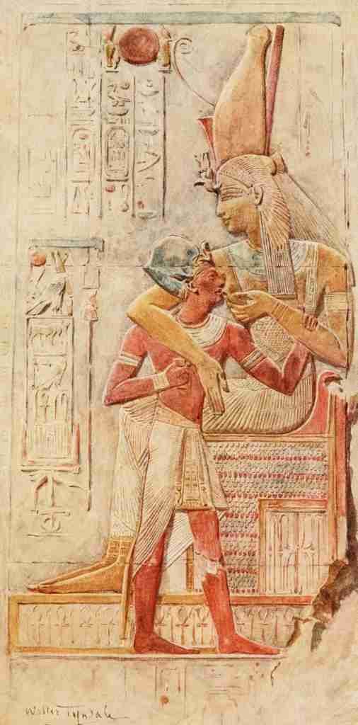 Tyndale Walter 1855 1943 Below the Cataracts 1907 Isis sucking Seti I Abydos A4 Photo Print