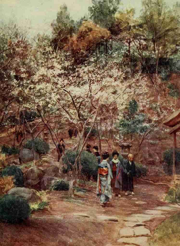 Tyndale Walter 1855 1943 Plum trees at Atami Japanese Gardens 1912 A4 Photo Print