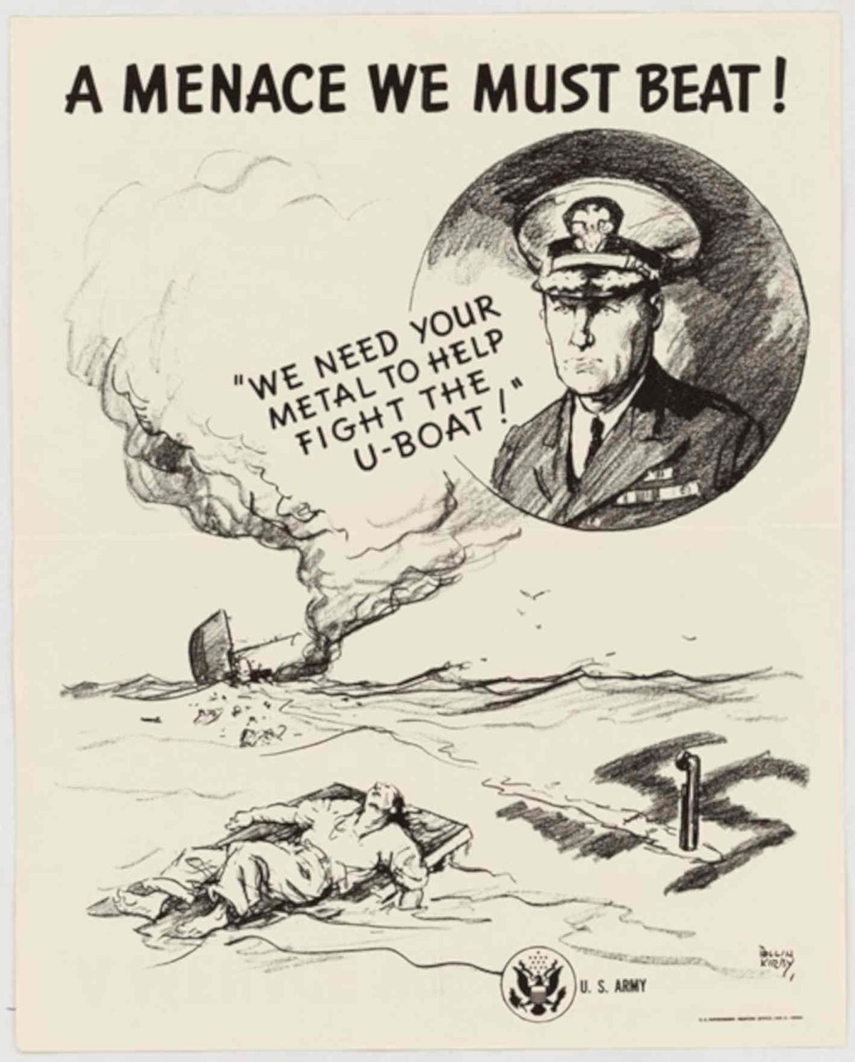 U Boat Sinking American World War II Advert Poster