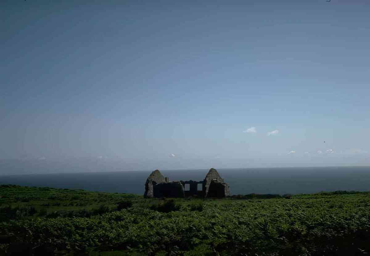 UK ruined cottage coast A4 Photo Print