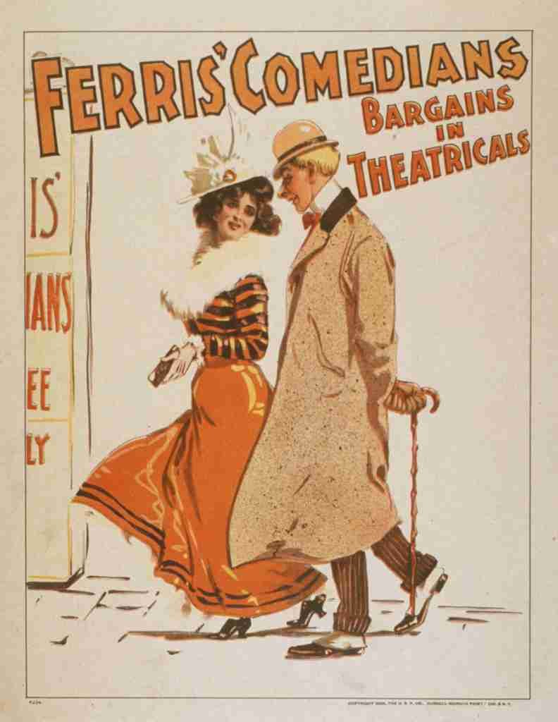 US Printing Co Ferris Comedians Bargains in Theatricals c1900 A4 Photo Print