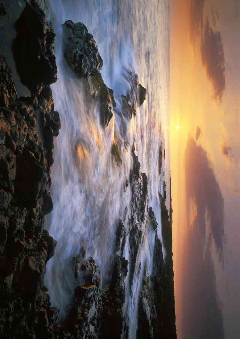 USA Hawaii Big Island Dramatic sunset along coast from near Kona A4 Photo Print