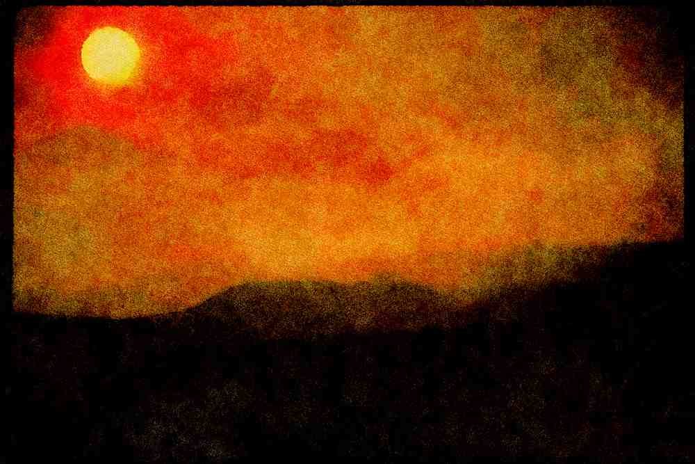 USA Landscapes 176017 Sunset Over The Cascades From Eastern Oregon A4 Limited Edition Watercolour Print
