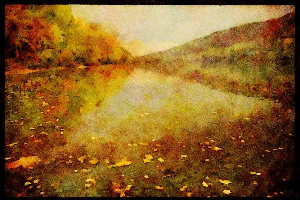 USA Landscapes 176022 Autumn Along The Delaware River A4 Limited Edition Watercolour Print