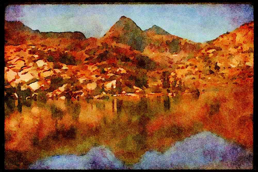 USA Landscapes 176038 Evolution Lake, Sierra Nevada Mountains, California A4 Limited Edition Watercolour Print