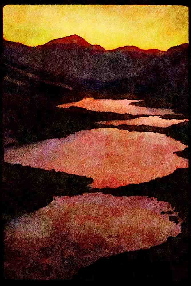 USA Landscapes 176082 Darwin Lakes, California A4 Limited Edition Watercolour Print