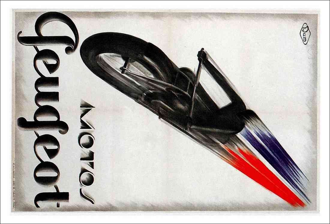 USE Peugeot Art Deco Motos Peugeot A4 Photo Print