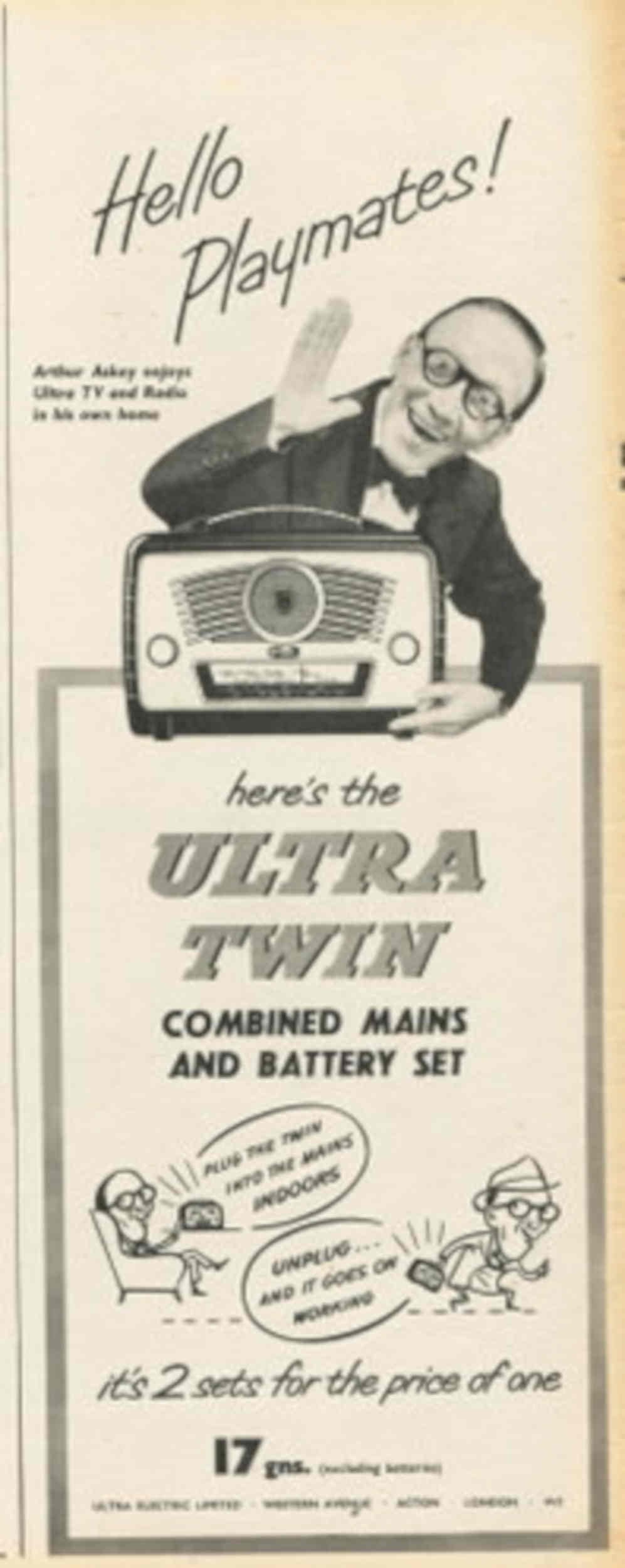Ultra Twin Tv 1950s Vintage Retro Advert Poster